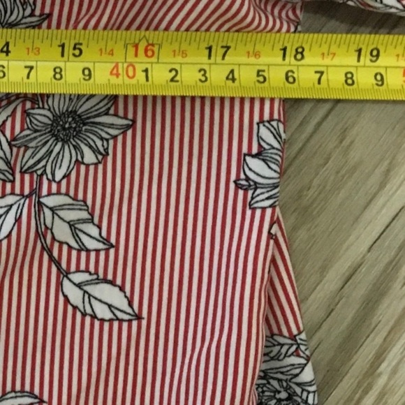 Haute Project Candy Striper Floral Balloon Sleeve Shirt M - Picture 7 of 9